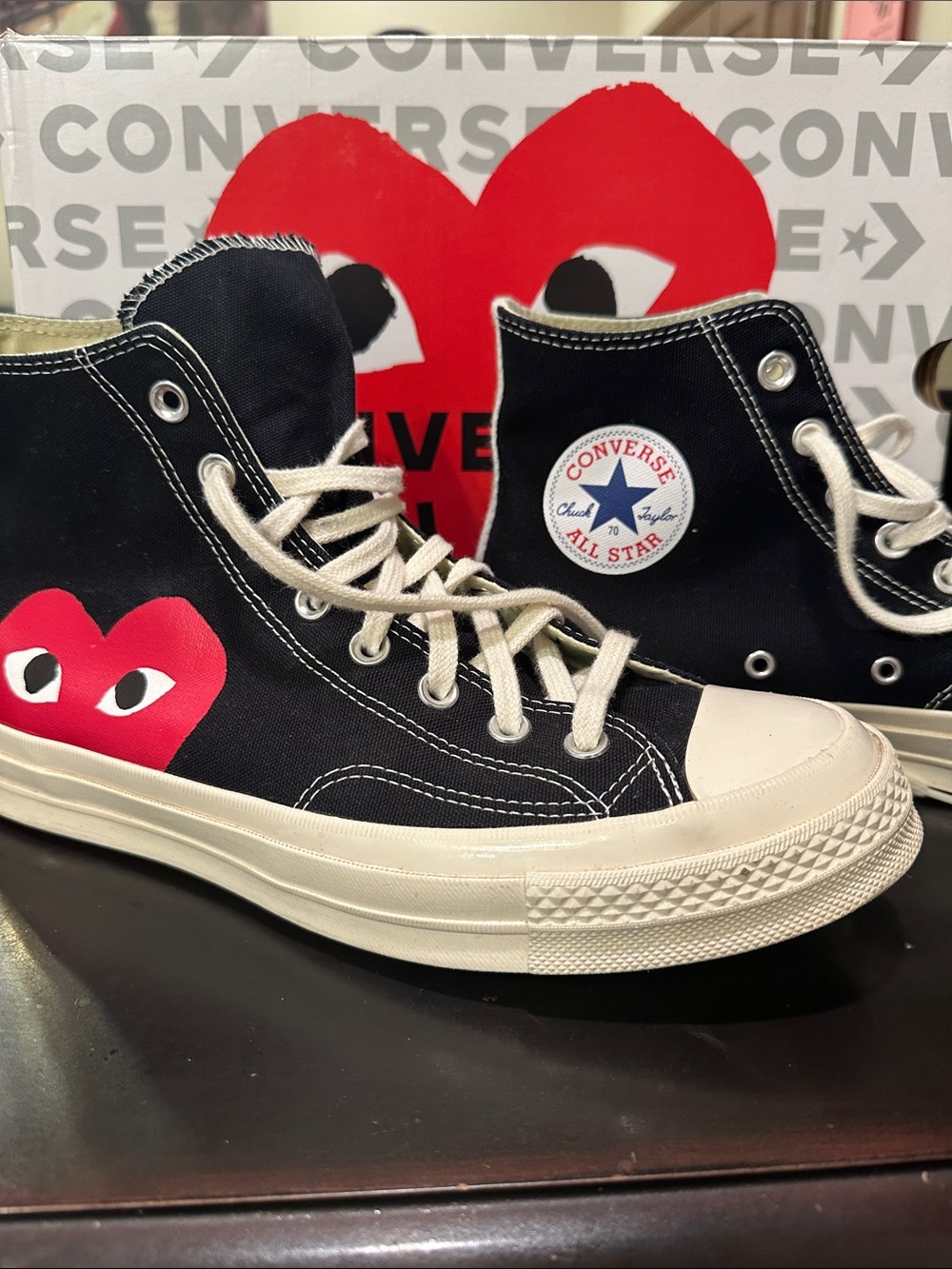 Converse Black High-Top Sneakers with Red Heart Graphic CdG PLAY Converse 11 9